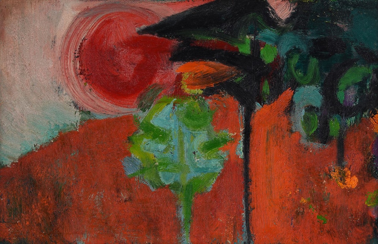 "RED SUN & TREES" by English School