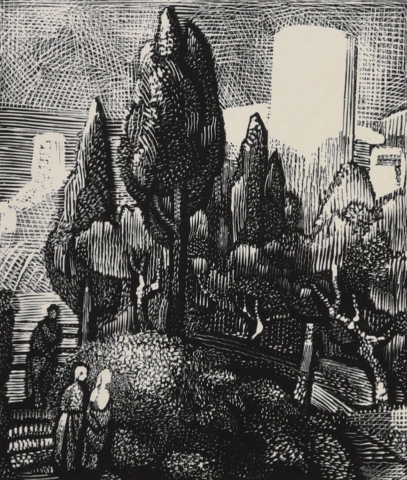 "LANDSCAPE WITH TREES" by German School