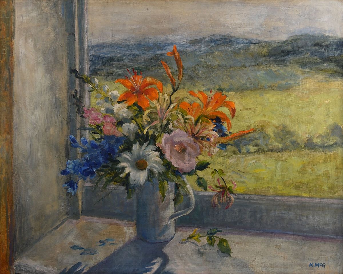 "STILL LIFE, JUG OF FLOWERS" by English School