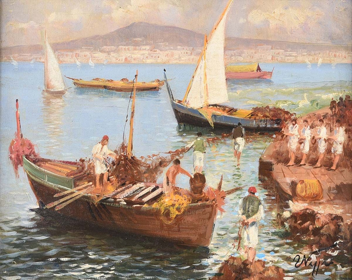 "MOUNT VESUVIUS, GULF OF NAPLES" by Italian School