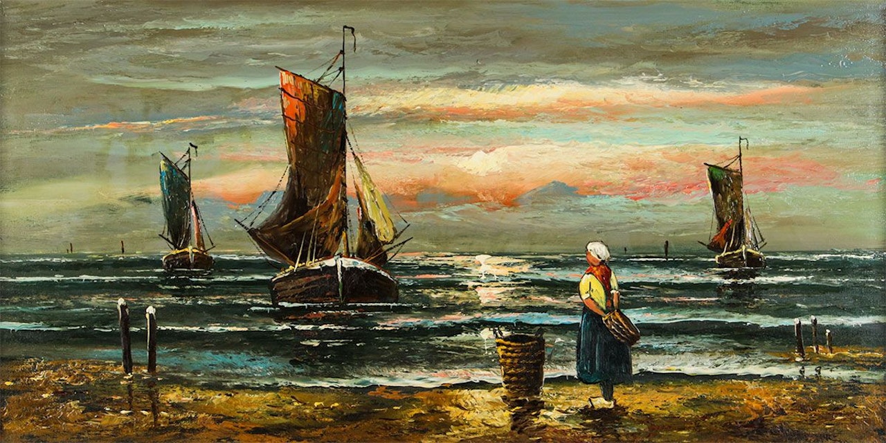 "WATCHING THE BOATS" by Dutch School