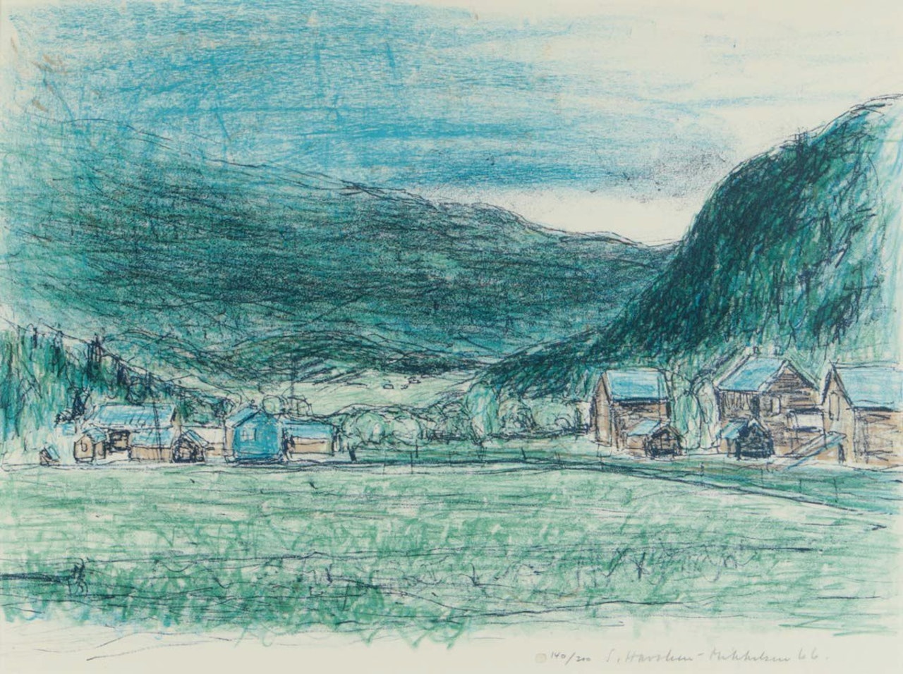 "VILLAGE AT THE FOOT OF THE MOUNTAINS" by Continental School