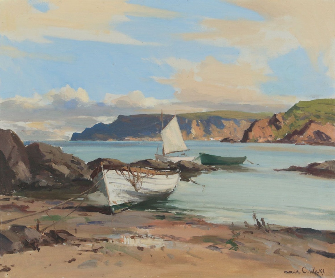 "FISHING BOATS AT ROCKPORT, CUSHENDUN, COUNTY ANTRIM" by Maurice Canning Wilks