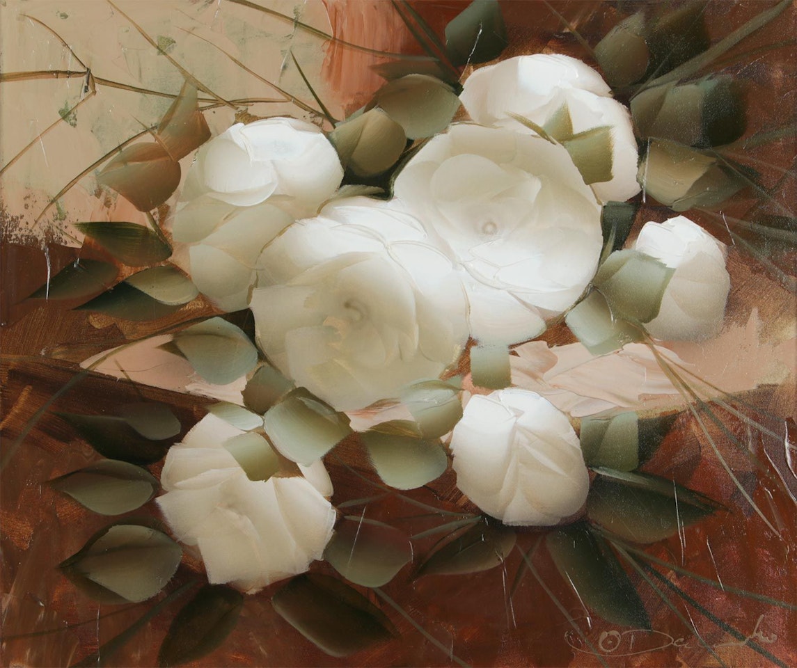 "STILL LIFE , WHITE ROSES" by English School