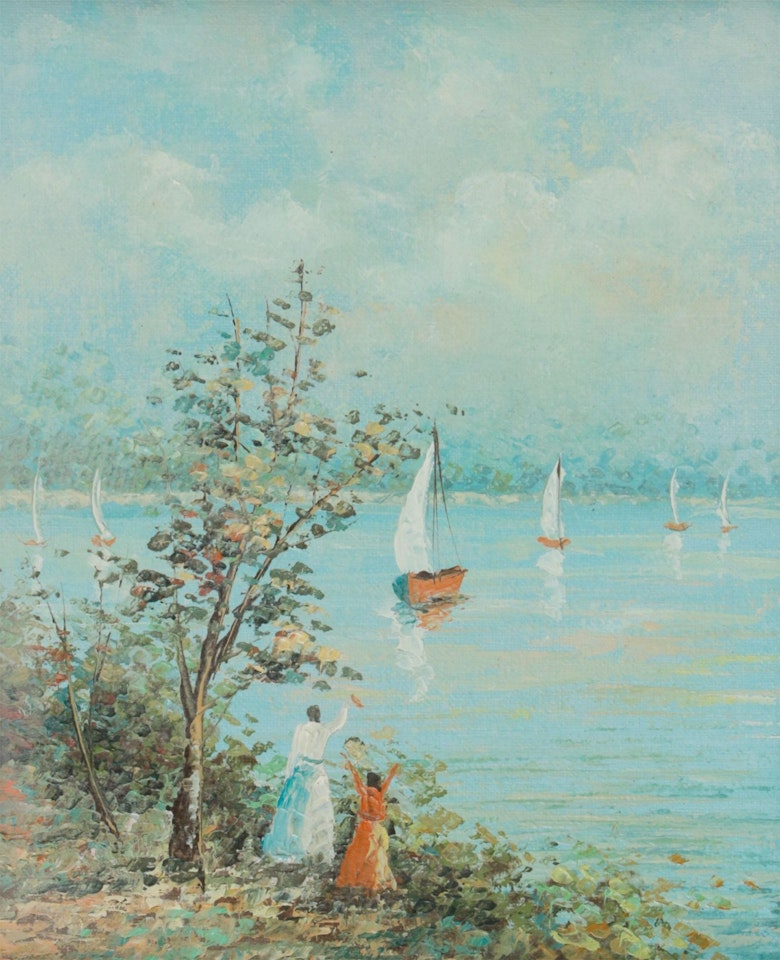 "WATCHING THE BOATS" by French School