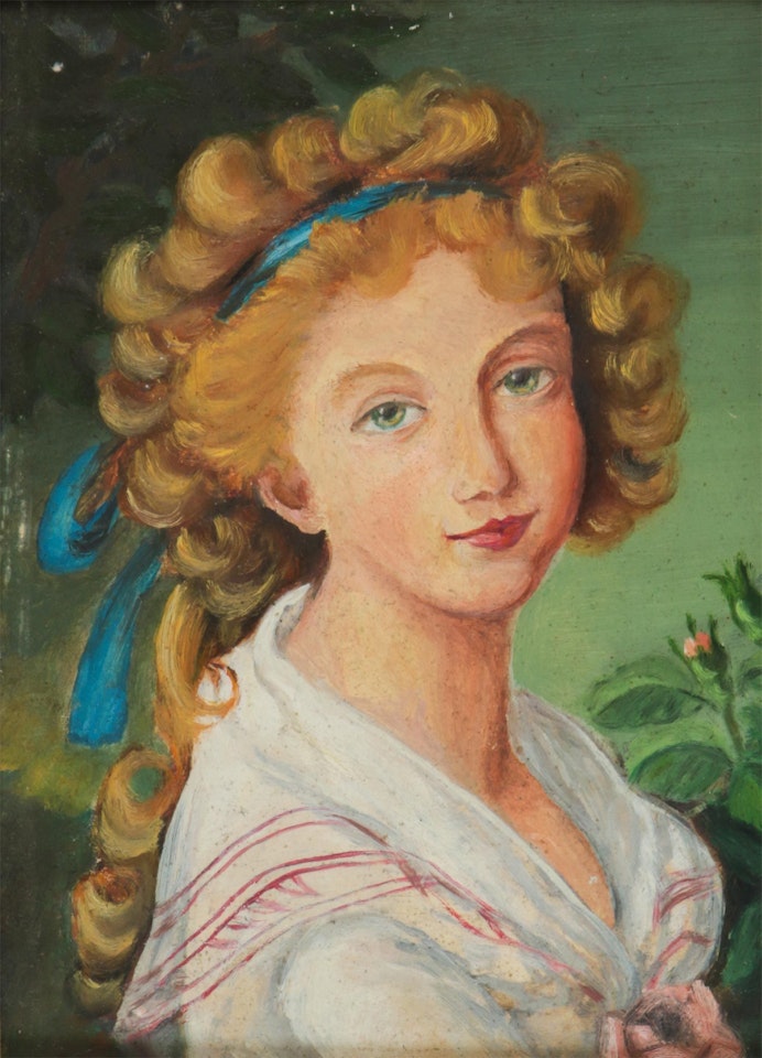 "YOUNG GIRL WITH A BLUE HEAD BAND" by French School
