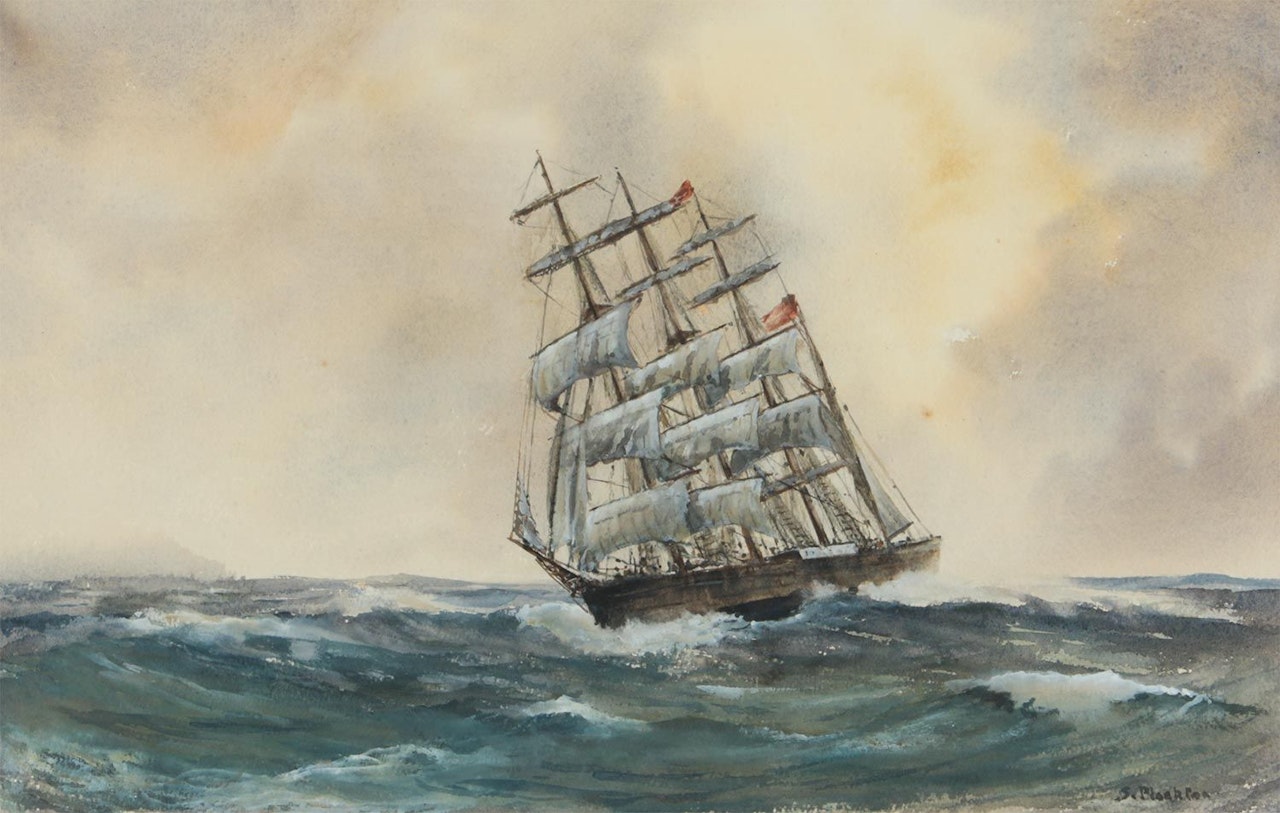 "BARQUE IN A GALE" by English School