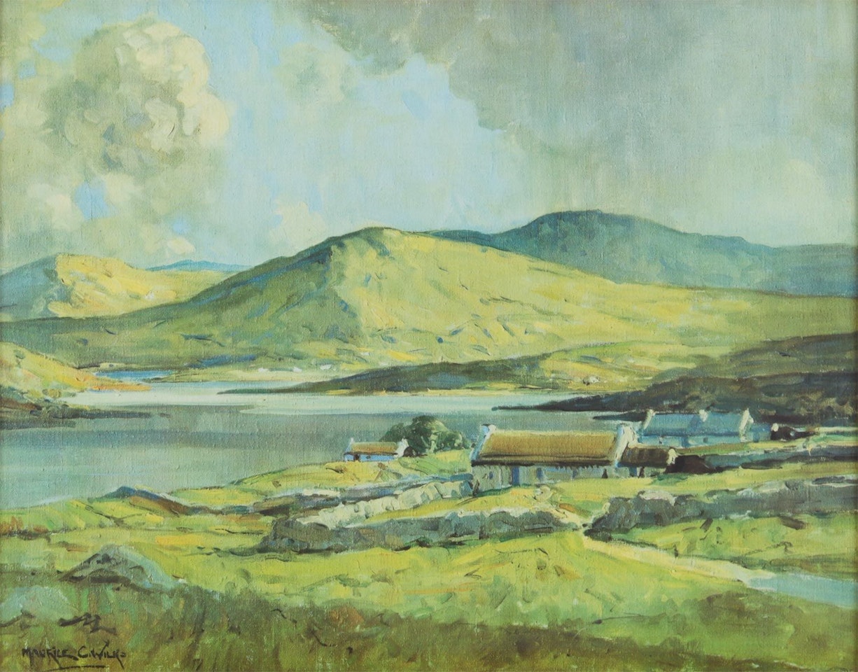 "IRISH THATCHED COTTAGES" by Maurice Canning Wilks