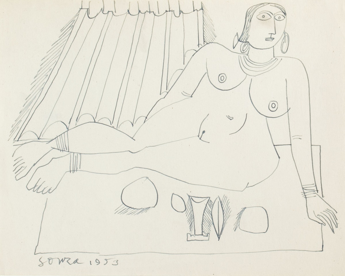UNTITLED (SEATED NUDE WITH OBJECTS) by Francis Newton Souza