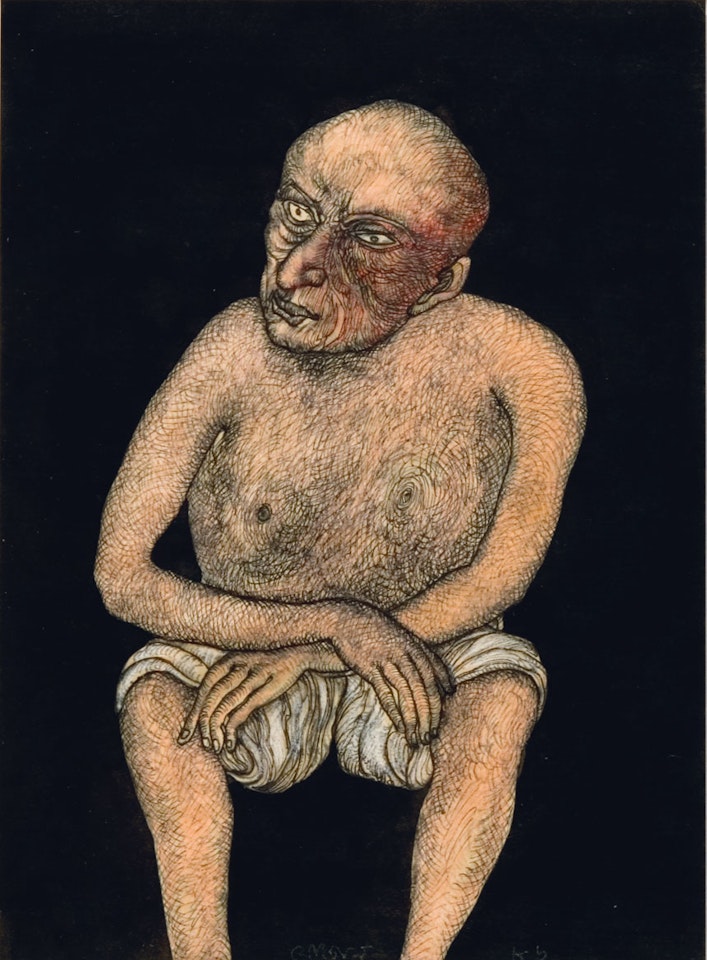 MAN SITTING CROSS HANDS by Jogen Chowdhury