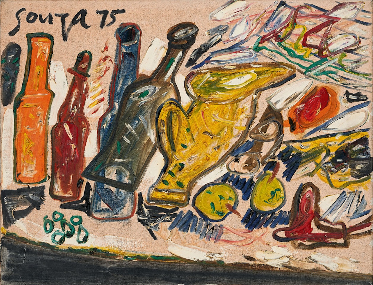 Still Life with Bottles and Jug by Francis Newton Souza