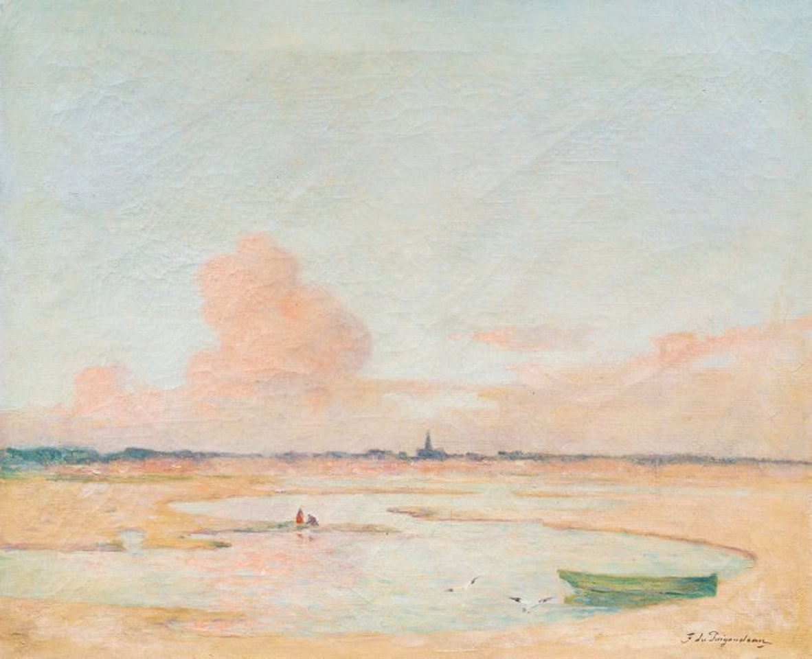Setting sun on a beach in Le Croisic by Ferdinand du Puigaudeau