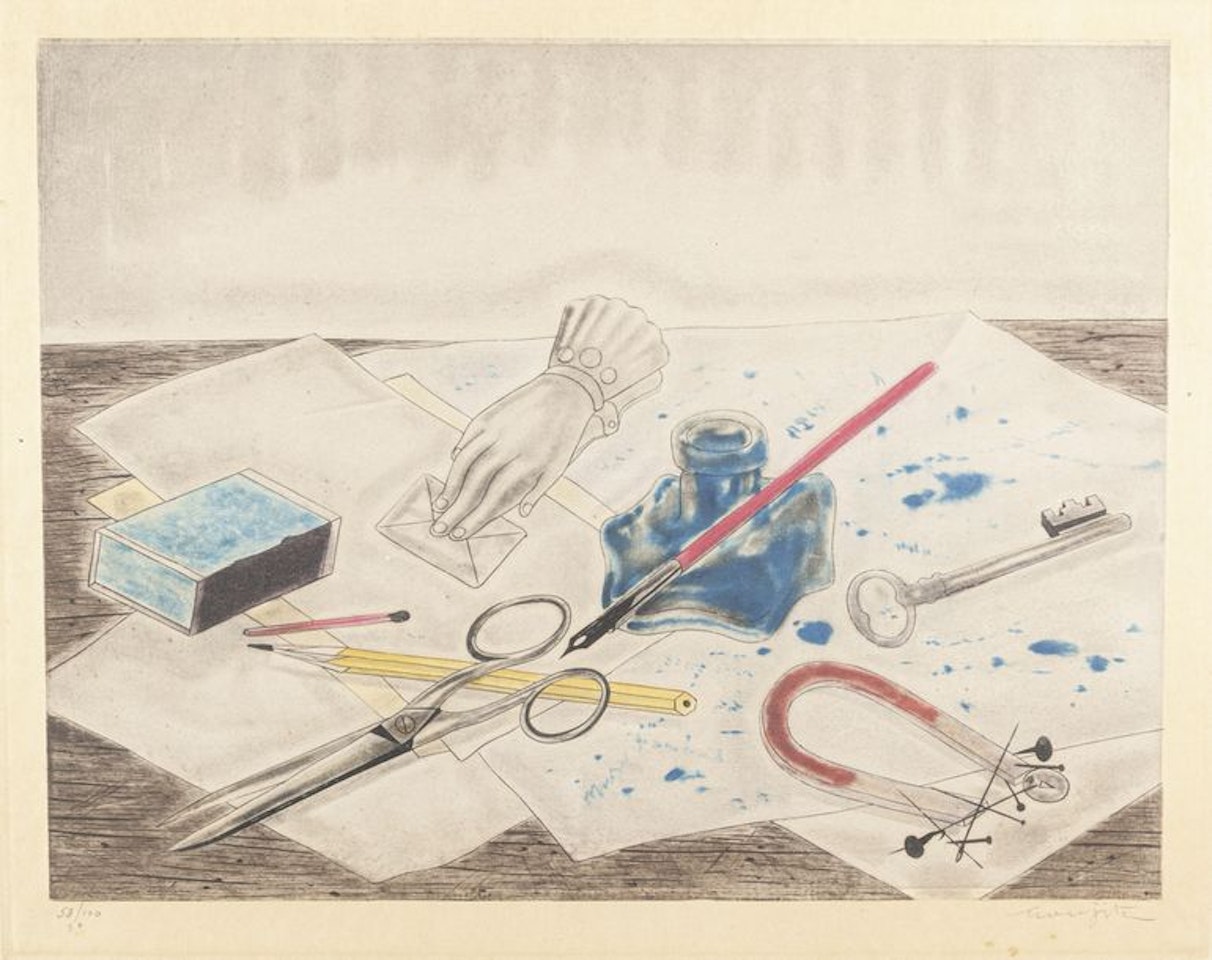 Still life with inkwell by Leonard Tsuguharu Foujita