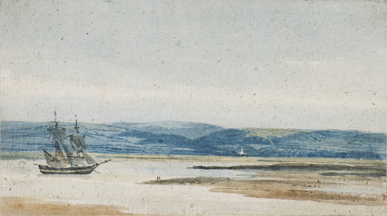A ship anchored off the coast by Thomas Girtin