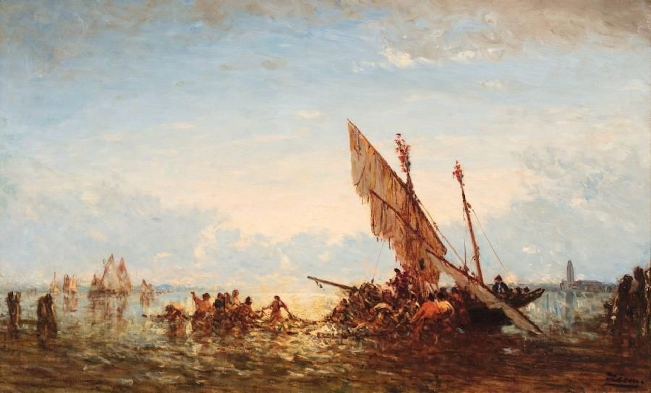Pêcheurs sur la lagune vénitienne by Félix Ziem
