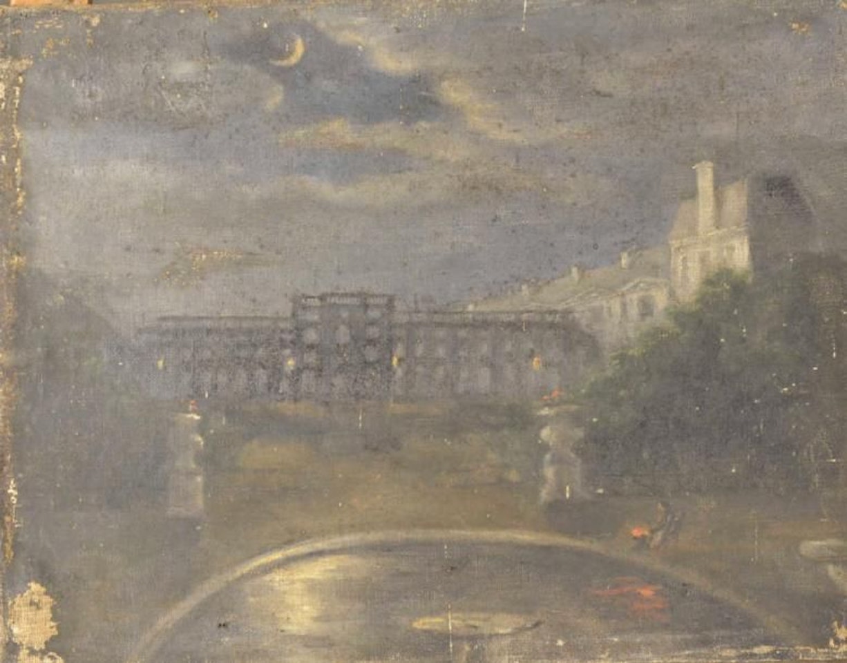 The ruins of the Palais des Tuileries by French School
