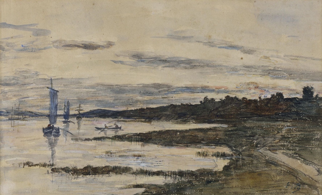 Boats on the Touque? by Eugène Boudin