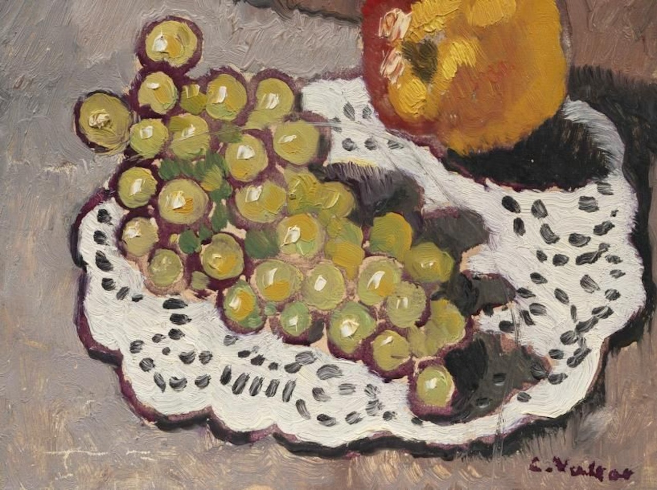 Nature morte à la pomme et raisins by Louis Valtat