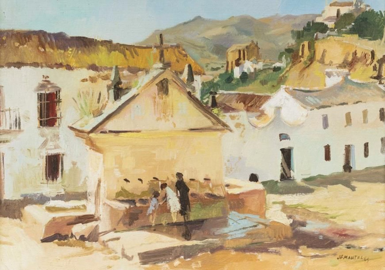 Paysage à l"abreuvoir by Jean Gaston Mantel