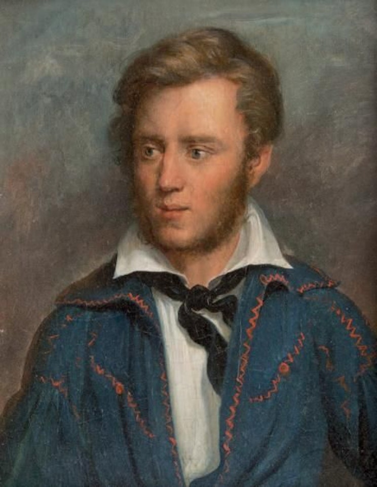 Portrait of an anarchist wearing a black scarf by German School