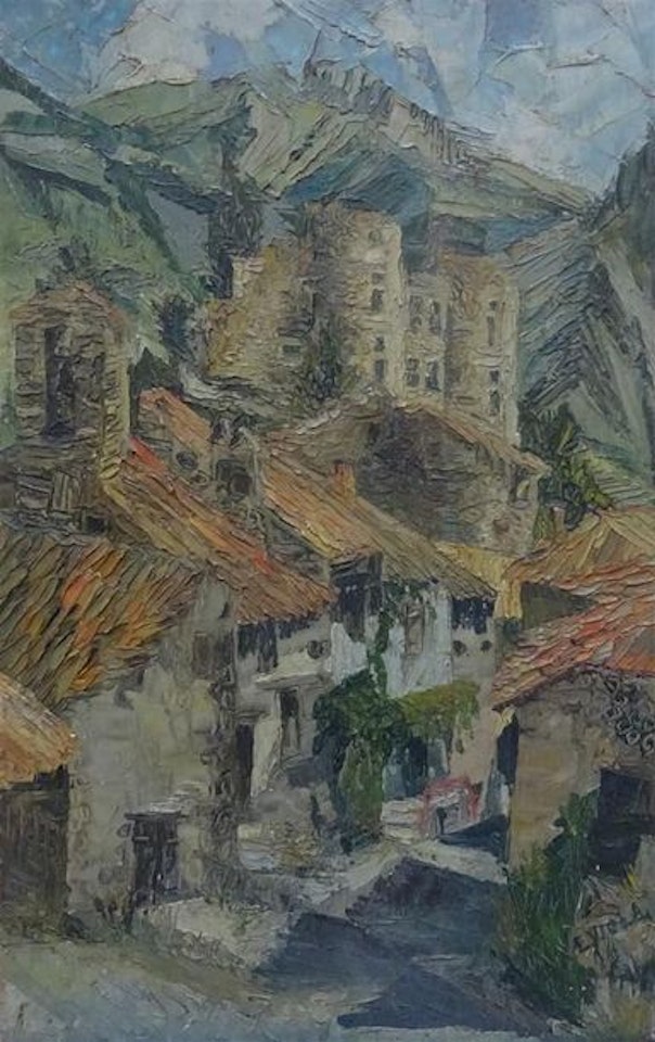 Mountain village by French School