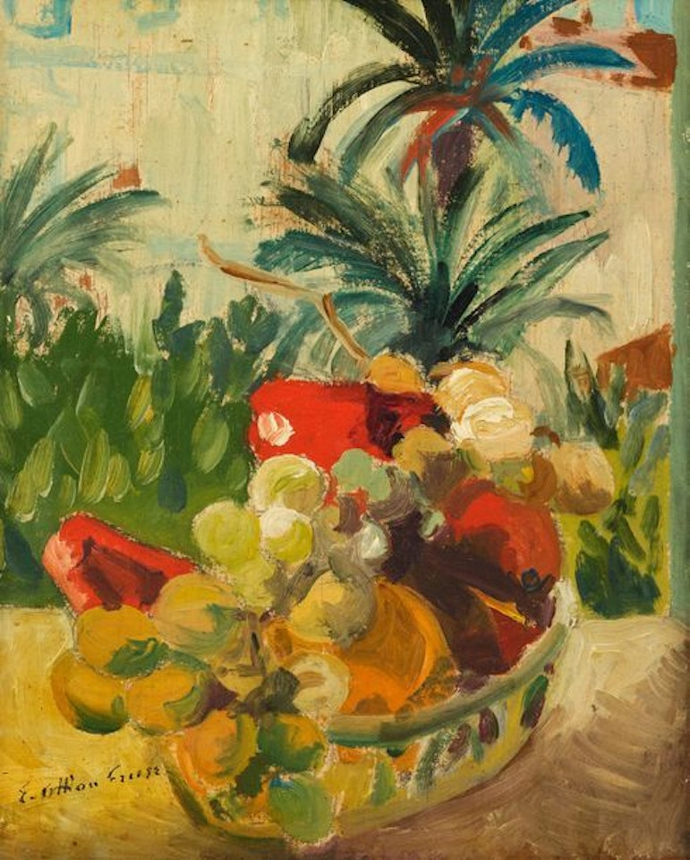 Corbeille de fruits et palmier by Othon Friesz
