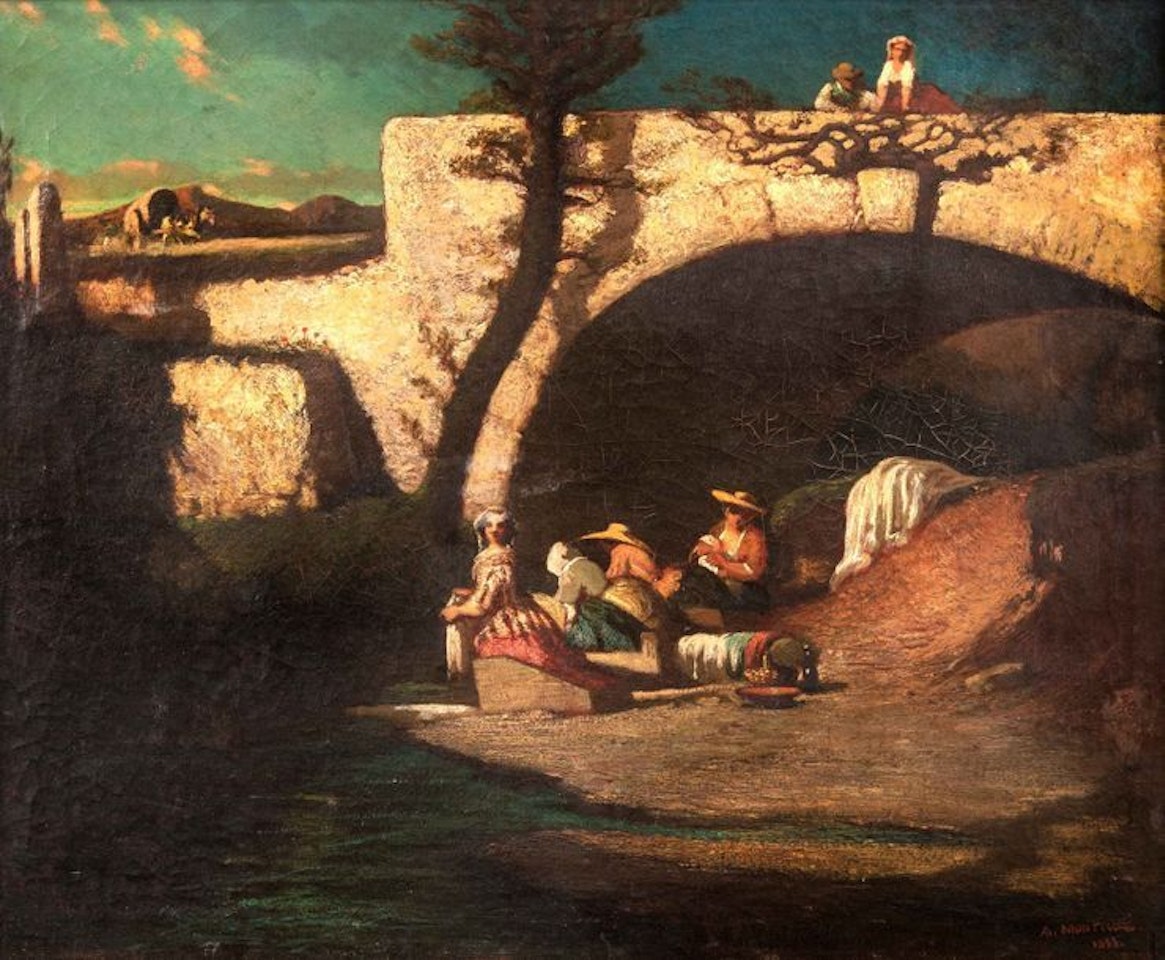 The washerwomen by Adolphe Monticelli