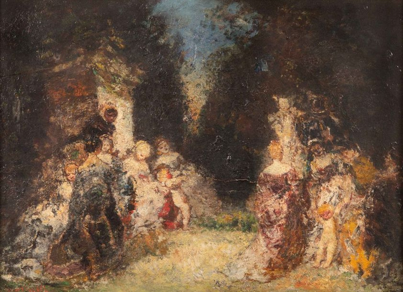 Summer vigil by moonlight by Adolphe Monticelli