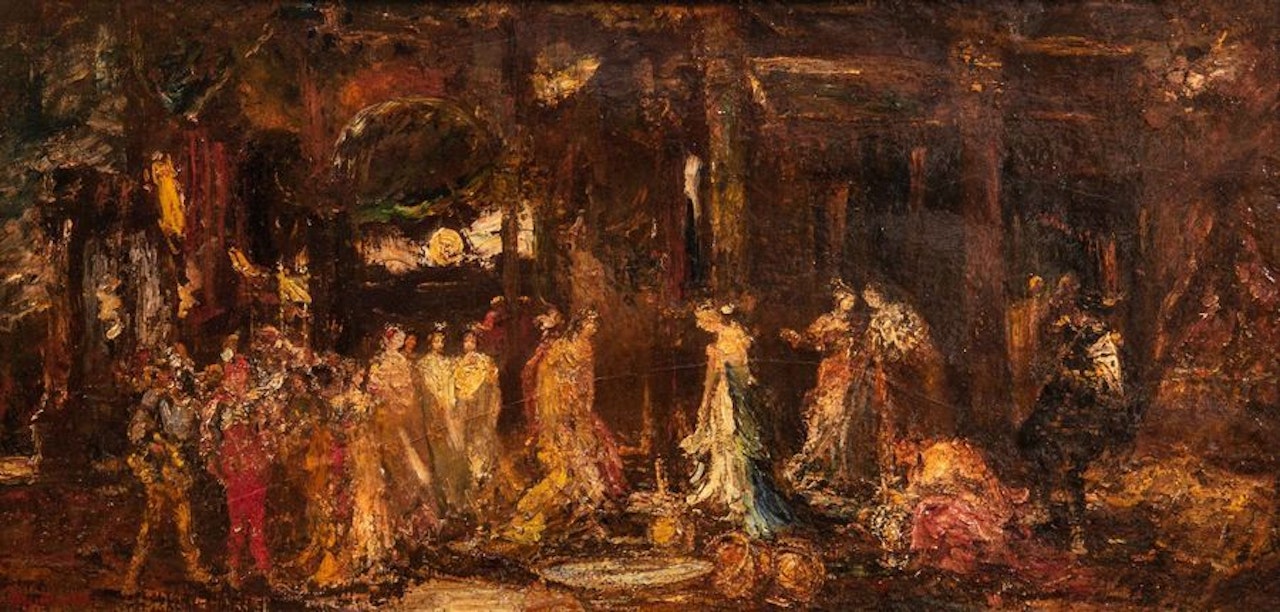 Party scene by Adolphe Monticelli