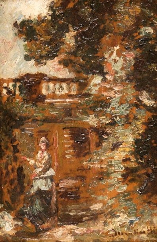 The terrace. by Adolphe Monticelli