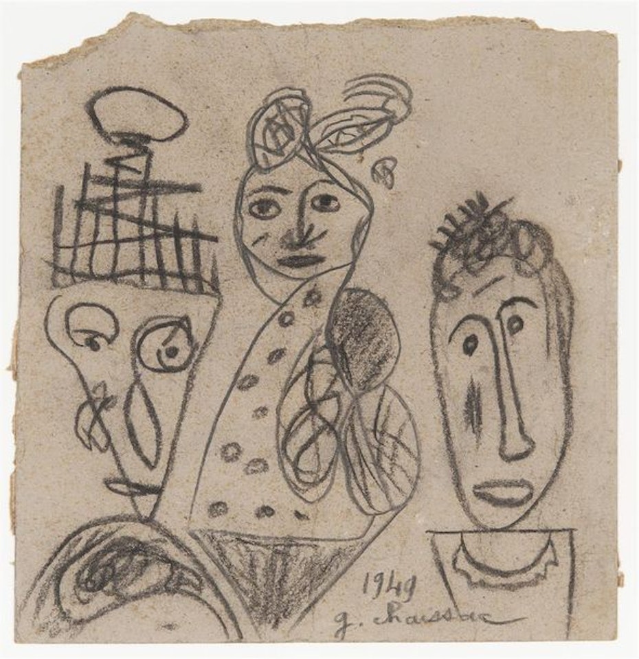 Composition with three characters by Gaston Chaissac