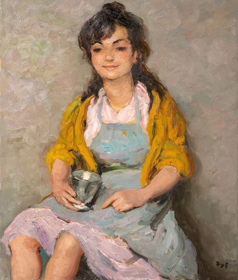Young girl on the kettledrum by Marcel Dyf