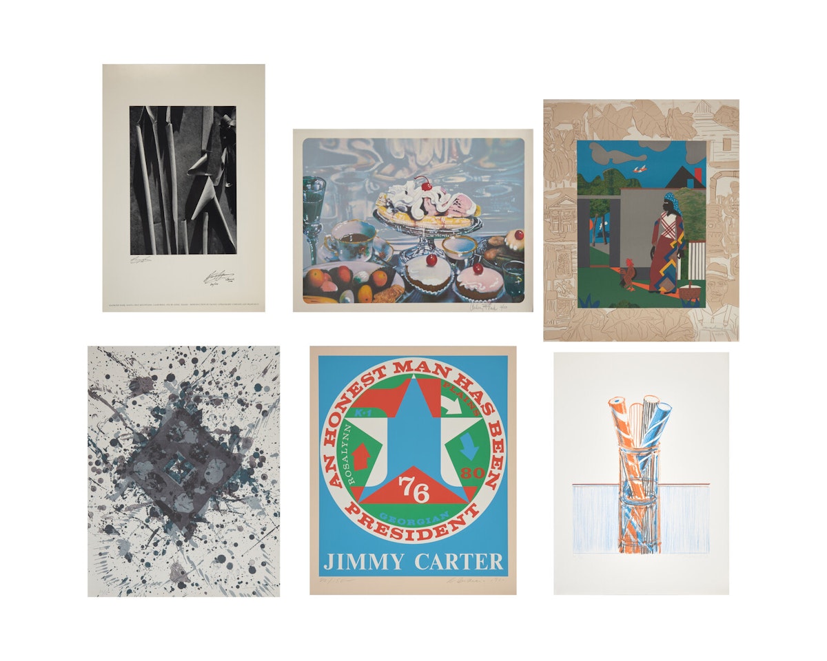 Presidential Portfolio (complete portfolio of six screenprints, with text and portfolio case); Madrone Bark; Pepper Jelly Lady; Banana Split Sundae; Untitled; Jimmy Carter; Glassed Candy by Various Artists