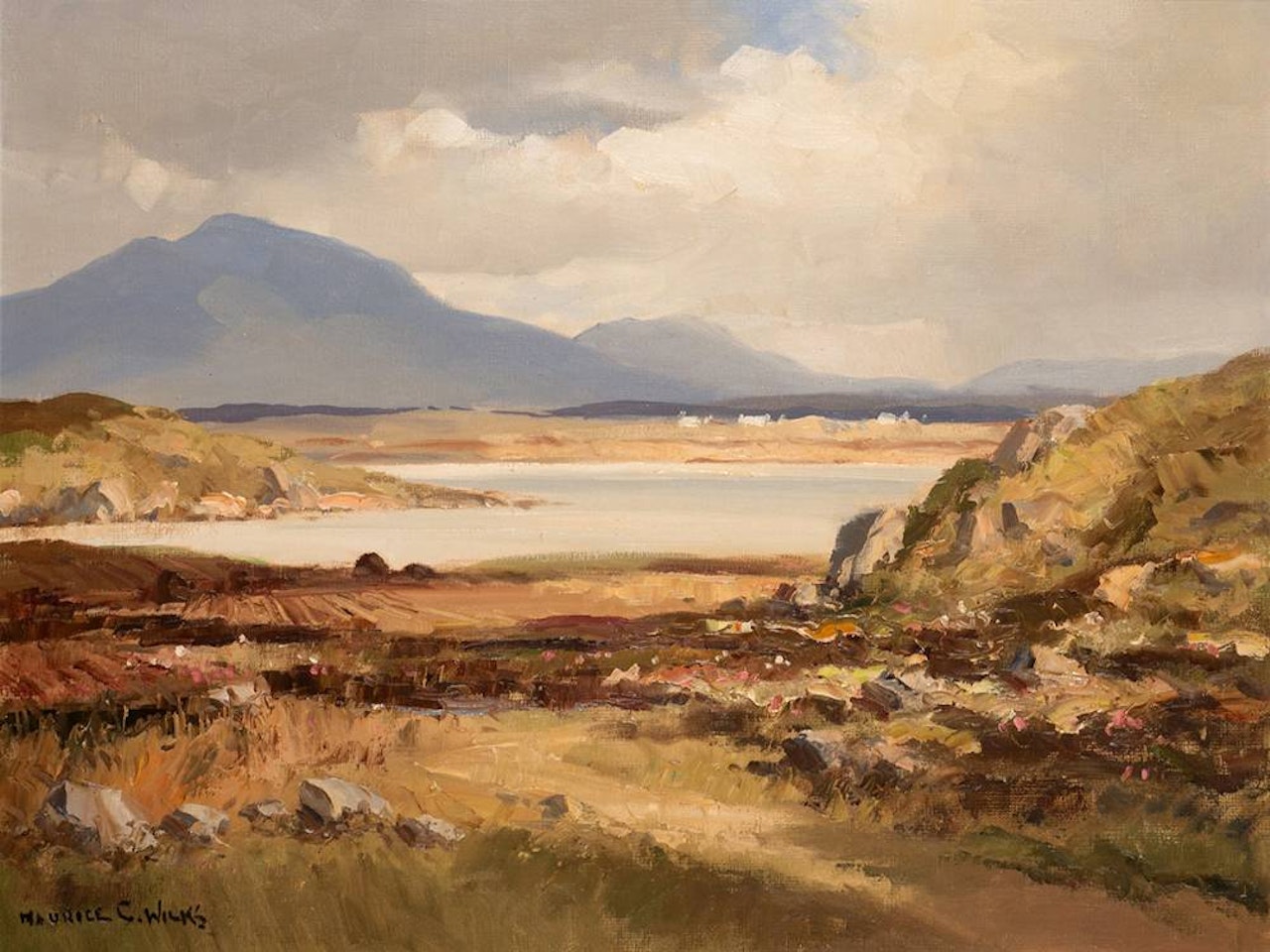 MOUNTAINS AND LAKE, WEST OF IRELAND by Maurice Canning Wilks