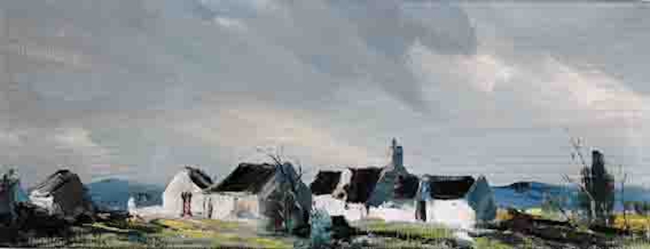 ROW OF COTTAGES, WINDY DAY by Kenneth Webb