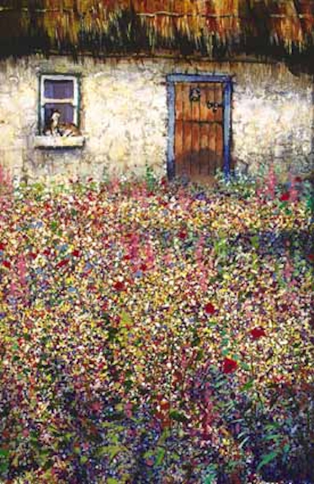 COTTAGE AND CATS by Kenneth Webb