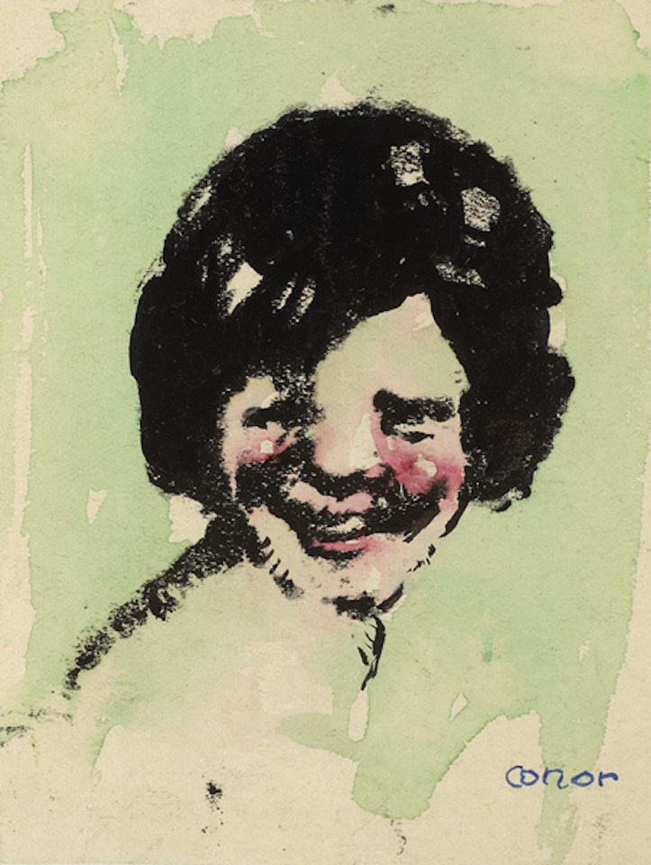 LAUGHING GIRL and SANTA CLAUS; Santa Claus with a Christmas message for 1961 by William Conor