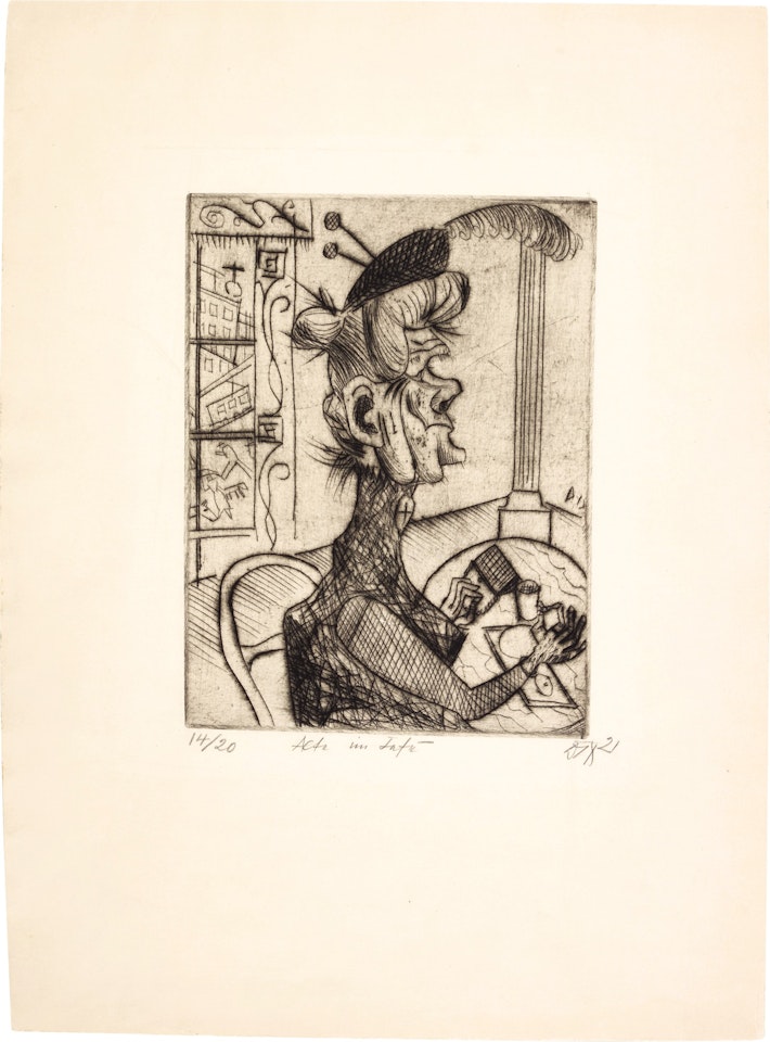 Alte im Café (K. 9) by Otto Dix