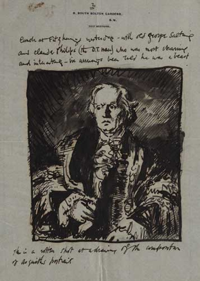 AN ILLUSTRATED LETTER WITH ASQUITH"S PORTRAIT by William Orpen