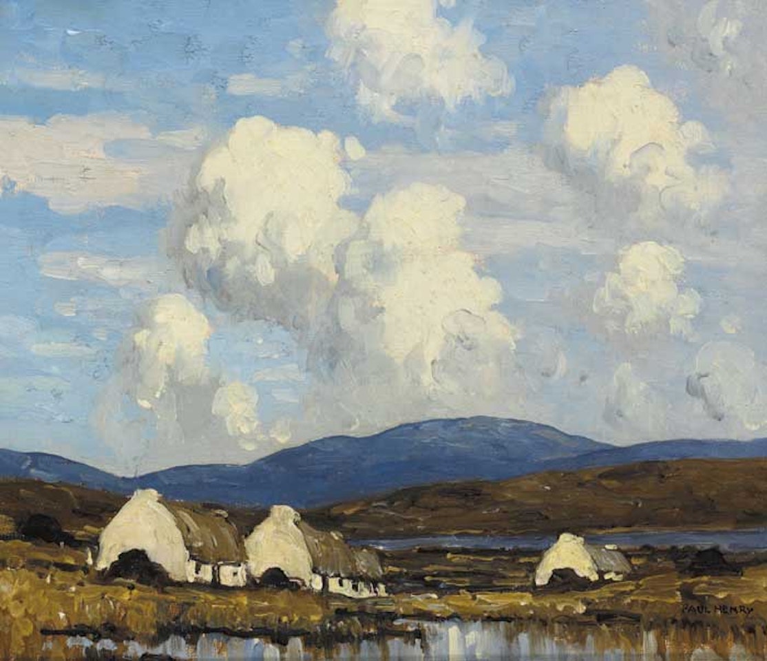 COTTAGES BY A BOG LAKE, WEST OF IRELAND by Paul Henry