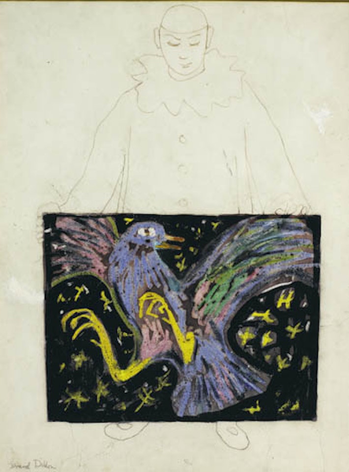 PIERROT WITH PAINTING OF A PHOENIX by Gerard Dillon