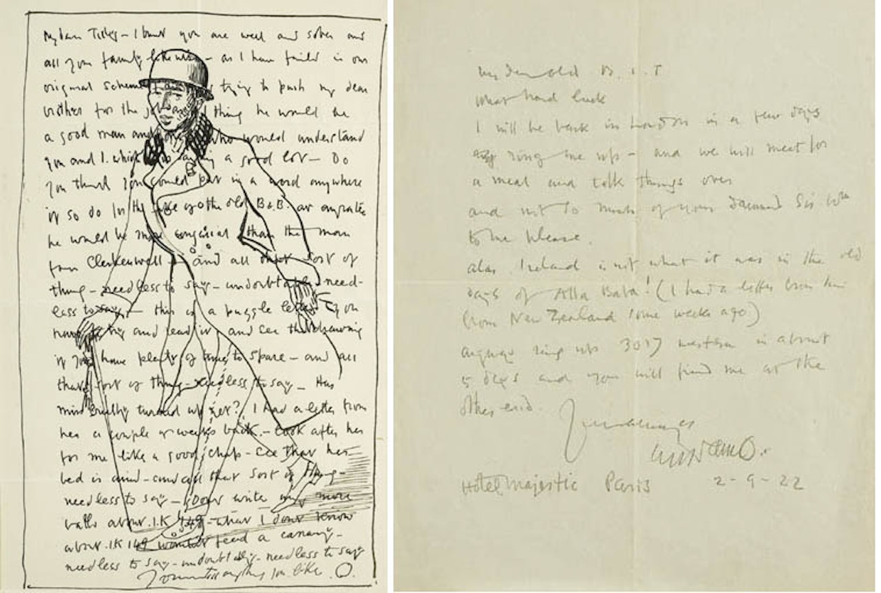 LETTER TO TILLY WITH SELF-PORTRAIT by William Orpen