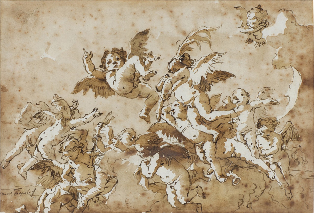 Putti in the clouds by Giovanni Domenico Tiepolo