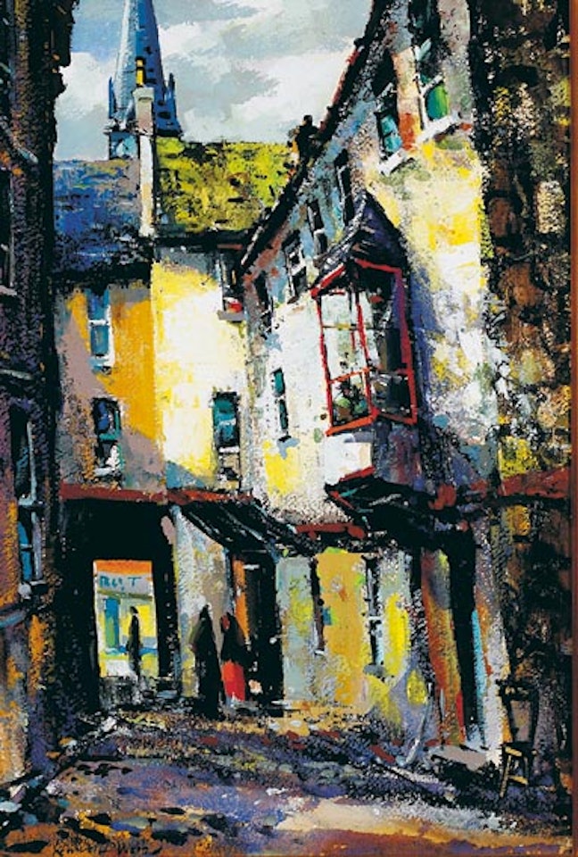 BUTTERMILK LANE, WITH ST NICHOLAS CHURCH IN THE DISTANCE, GALWAY by Kenneth Webb