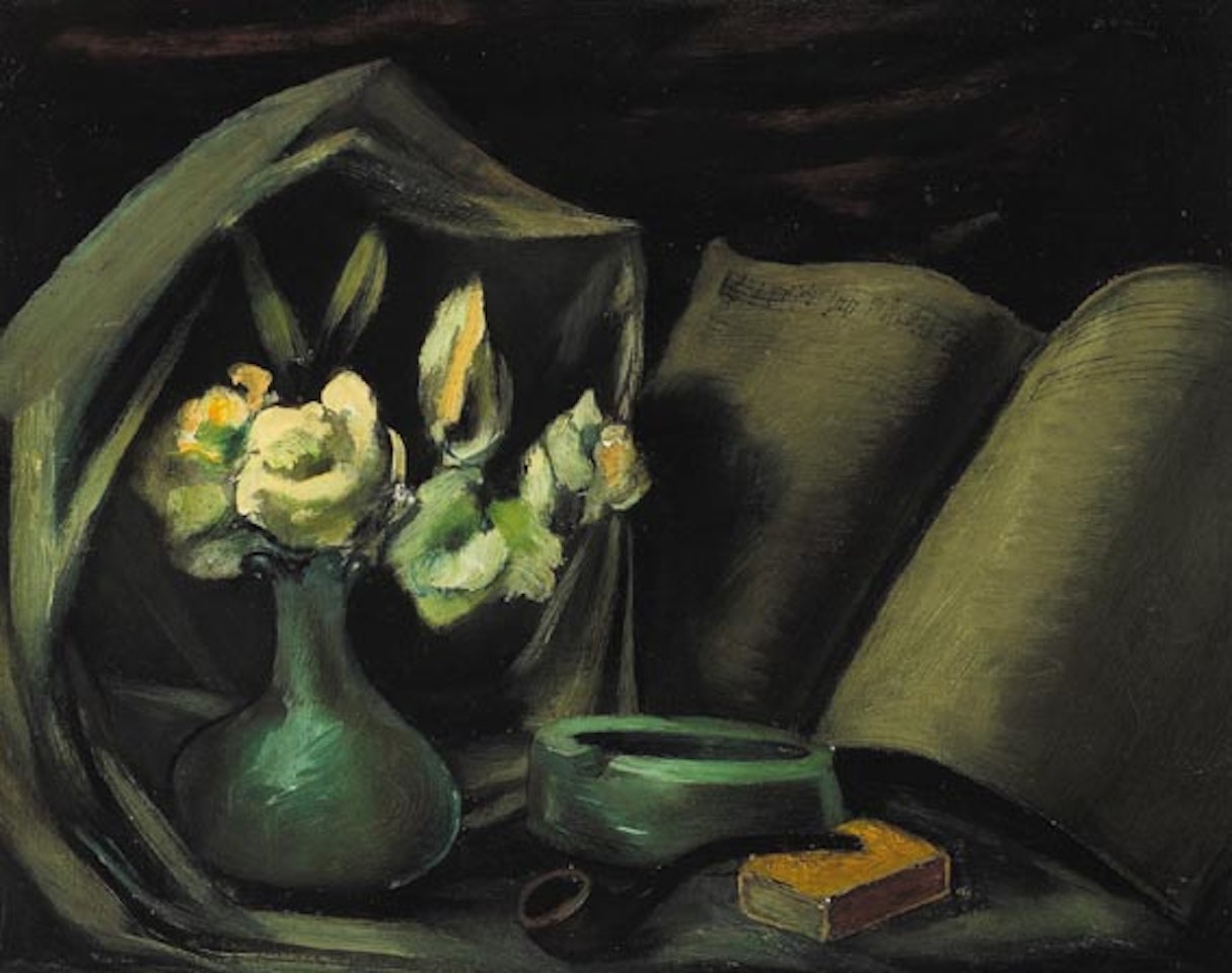 STILL LIFE WITH SHEET MUSIC, FLOWERS AND PIPE by Daniel O'Neill
