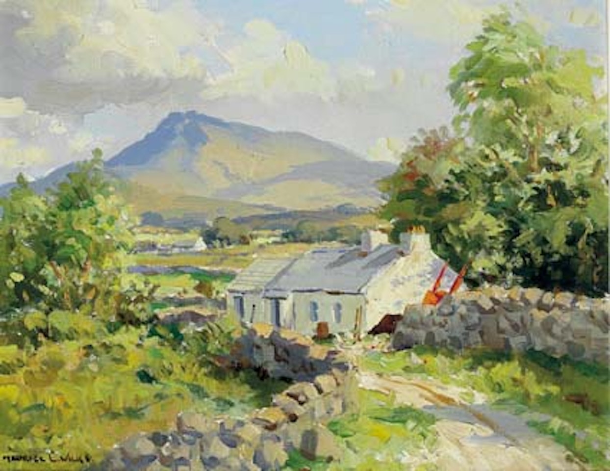 MOUNTAIN LANDSCAPE WITH COTTAGES by Maurice Canning Wilks