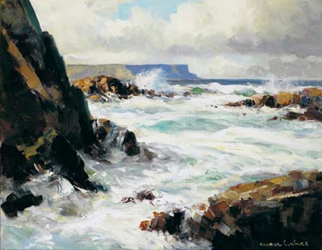 STORMY SEAS, ANTRIM COAST by Maurice Canning Wilks