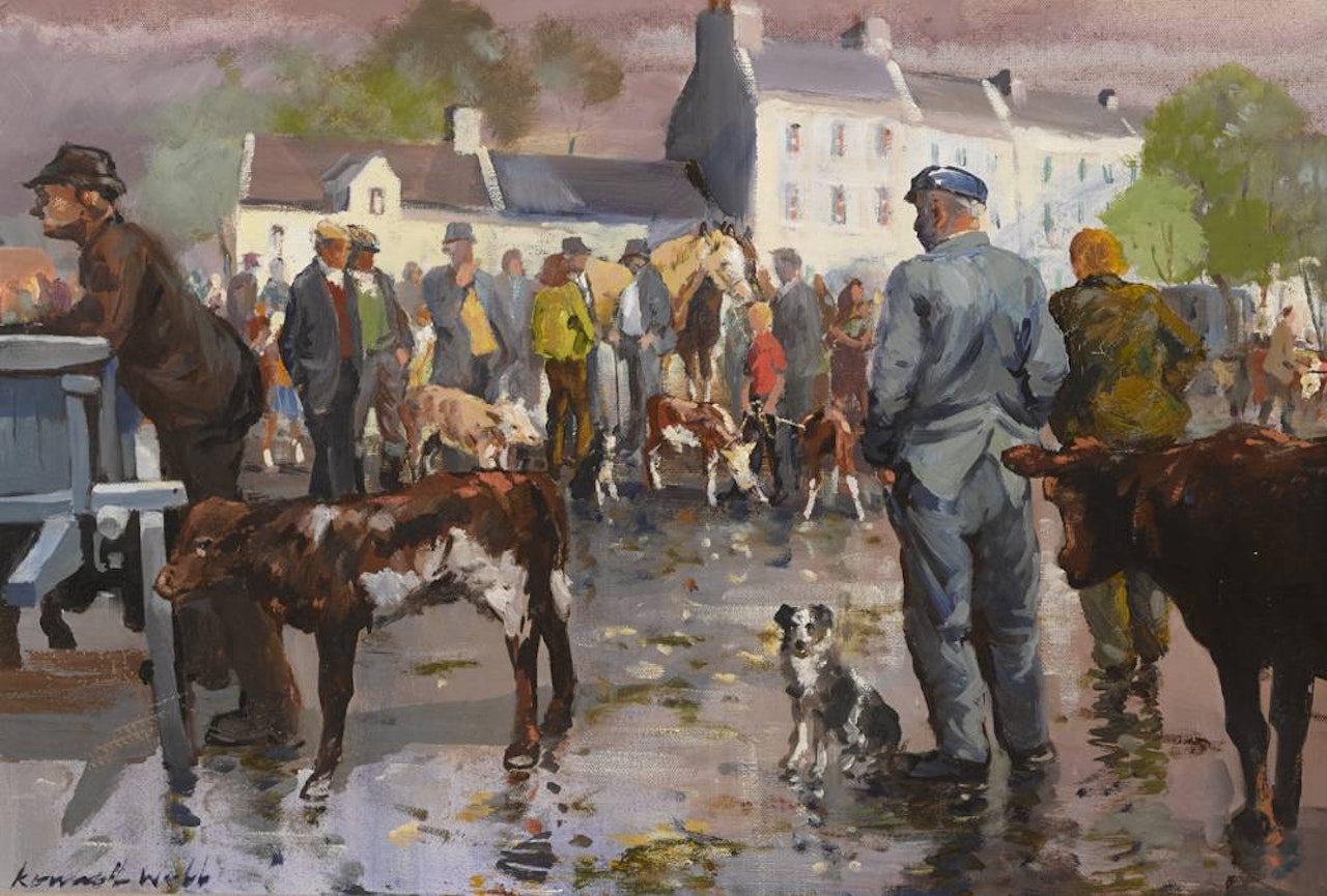 MARKET DAY, CLIFDEN, COUNTY GALWAY by Kenneth Webb
