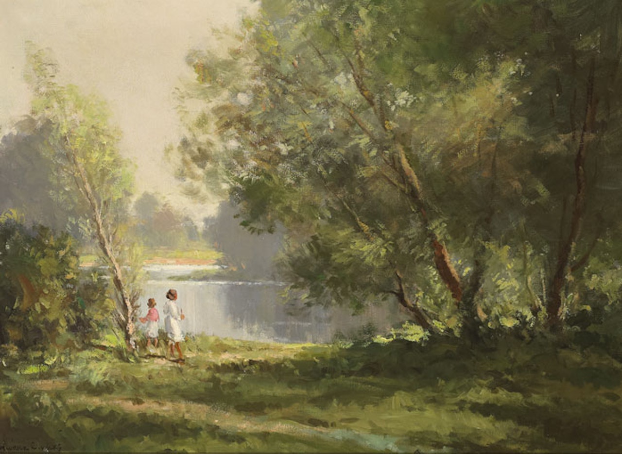 PASTORAL [CHILDREN ON THE RIVER LAGAN, COUNTY ANTRIM] by Maurice Canning Wilks
