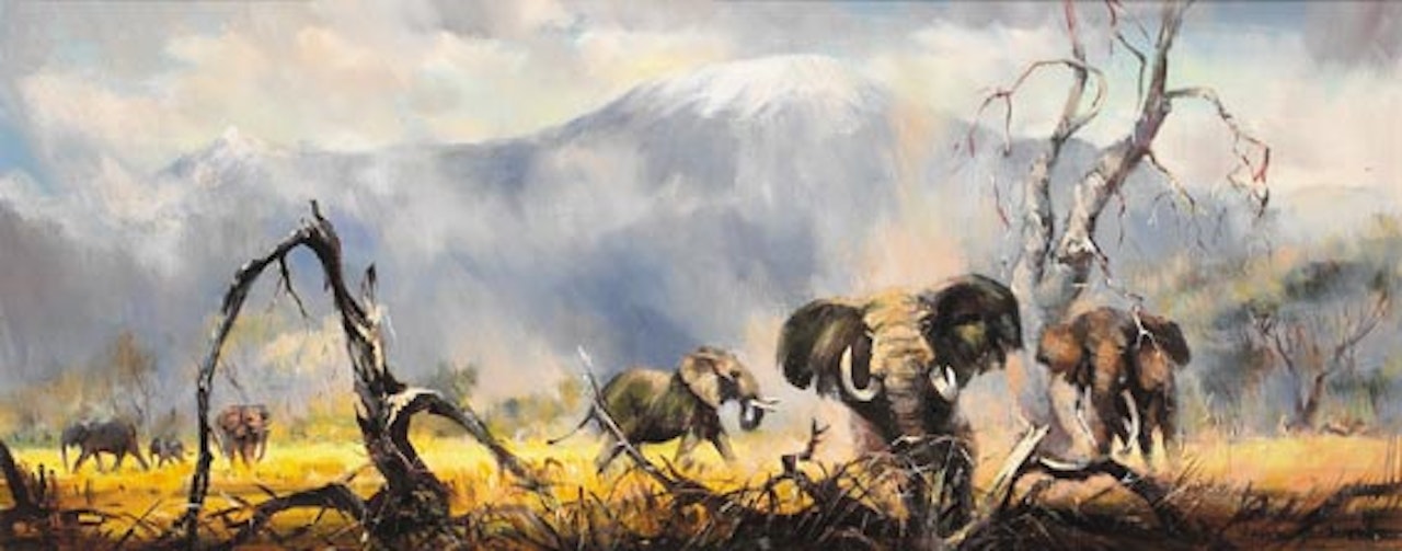 ELEPHANTS AT KILIMANJARO by Kenneth Webb